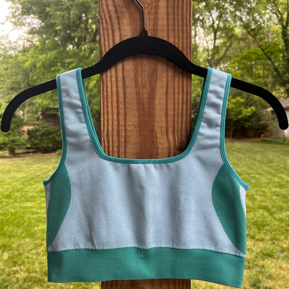 Free People Reversible Light Aqua and Teal Colorblock Sports Bra / Cropped Tank